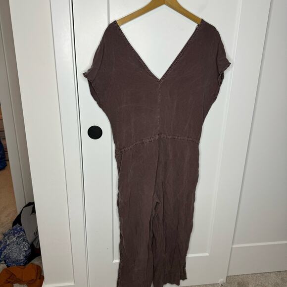 Cloth & Stone Wide Leg Crop Purple Drawstring Jumpsuit Size Large - Picture 7 of 8